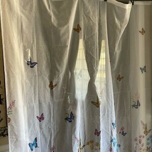 Shear Floral and Butterfly Shower Curtain